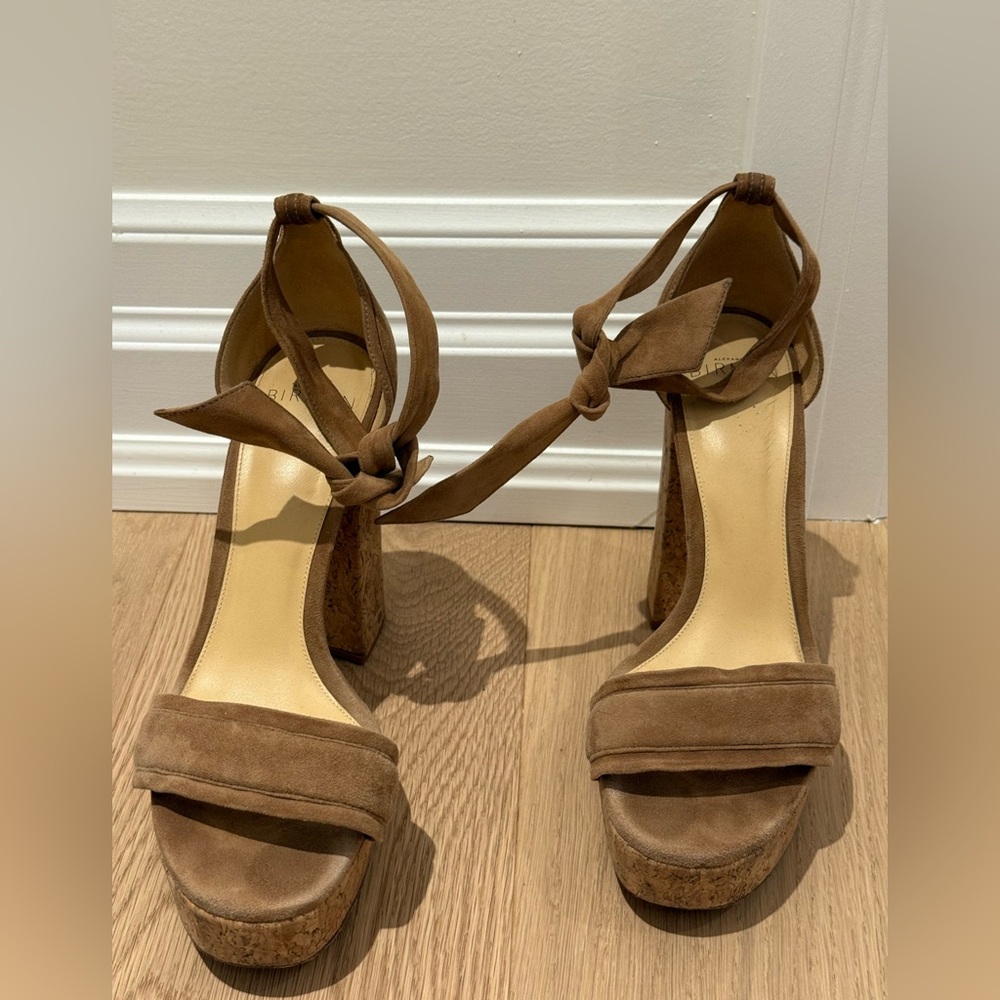 Alexandre Birman Brown Suede Cork Platform Heels